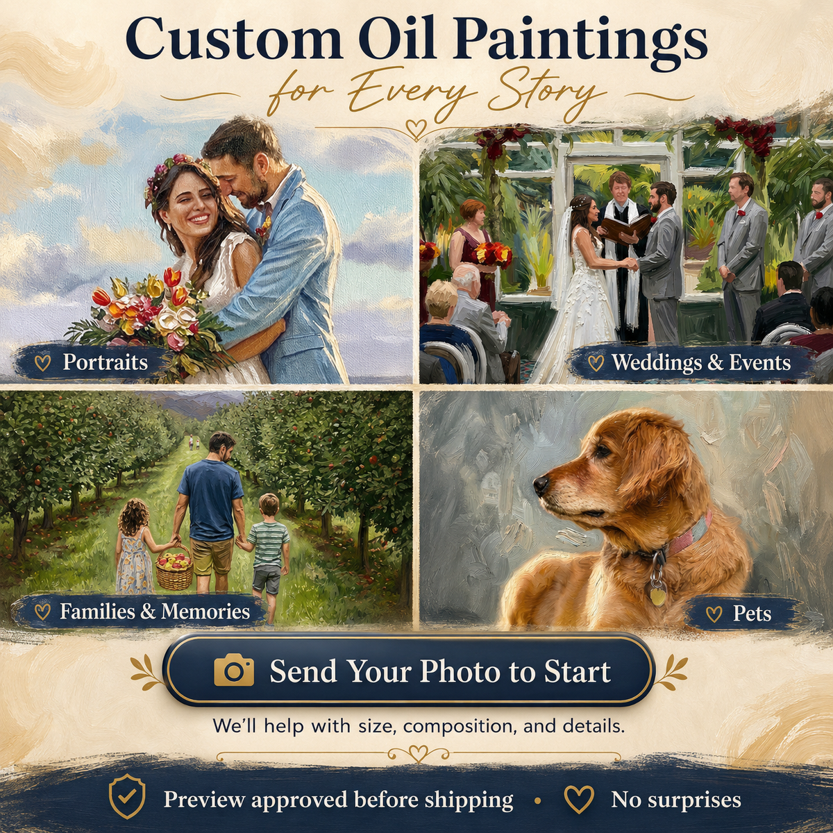 Custom Memorial Oil Portrait From Photos